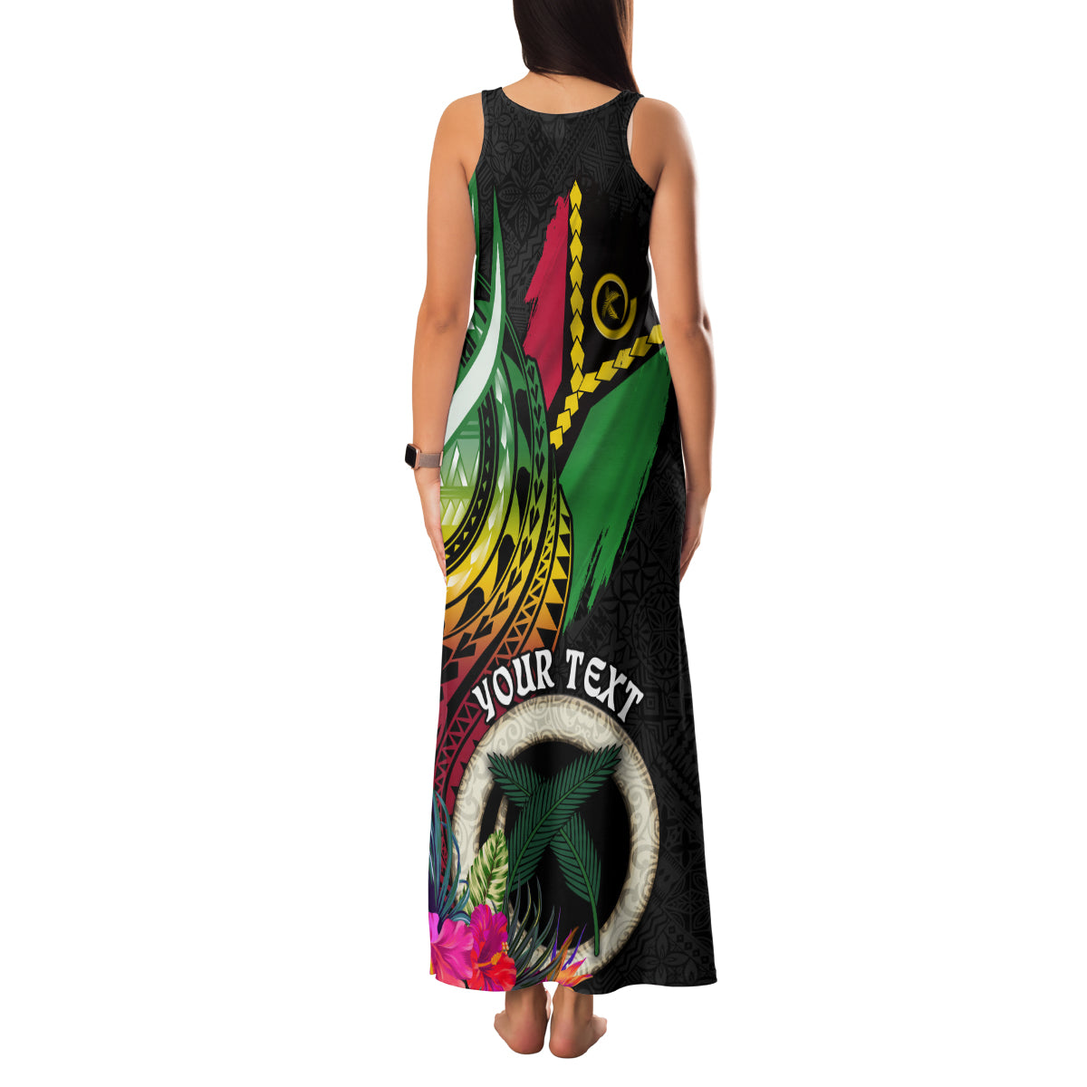 Personalised Vanuatu 44th Anniversary Family Matching Tank Maxi Dress and Hawaiian Shirt Boars Tusk Tugeta Yumi Selebretem Indipendens Dei LT03 - Polynesian Pride
