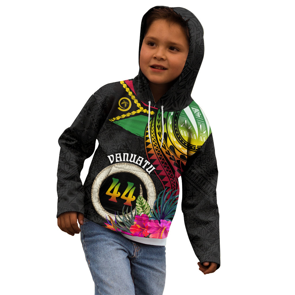 Personalised Vanuatu 44th Anniversary Kid Hoodie Boars Tusk Tugeta Yumi Selebretem Indipendens Dei LT03 - Polynesian Pride
