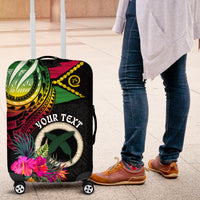 Personalised Vanuatu 44th Anniversary Luggage Cover Boars Tusk Tugeta Yumi Selebretem Indipendens Dei LT03 Black - Polynesian Pride