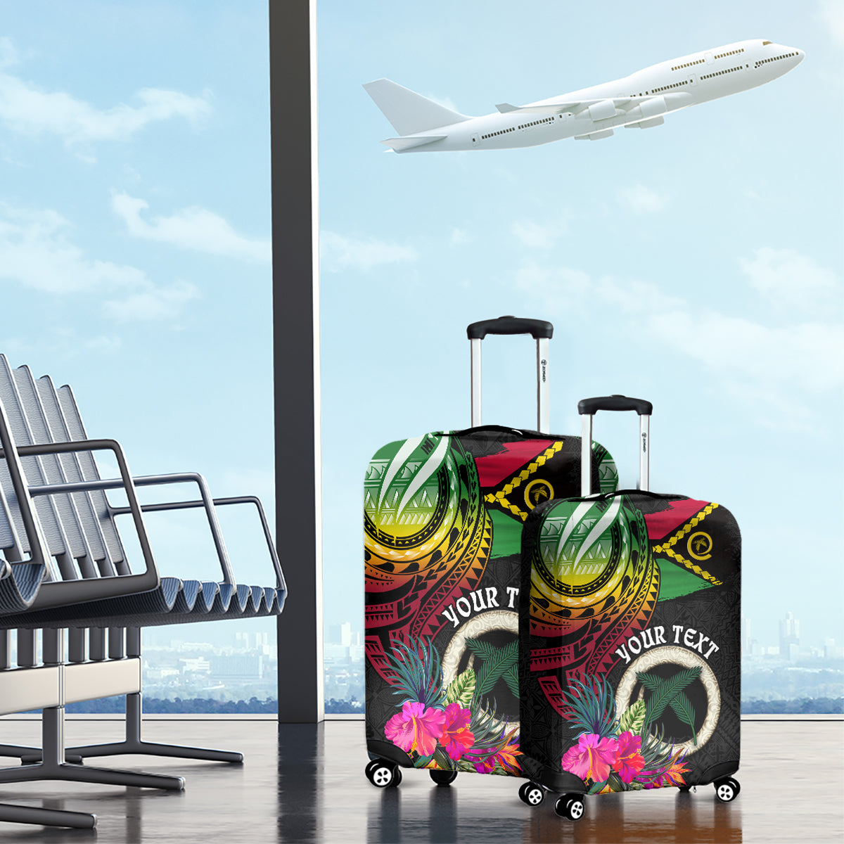 Personalised Vanuatu 44th Anniversary Luggage Cover Boars Tusk Tugeta Yumi Selebretem Indipendens Dei LT03 - Polynesian Pride