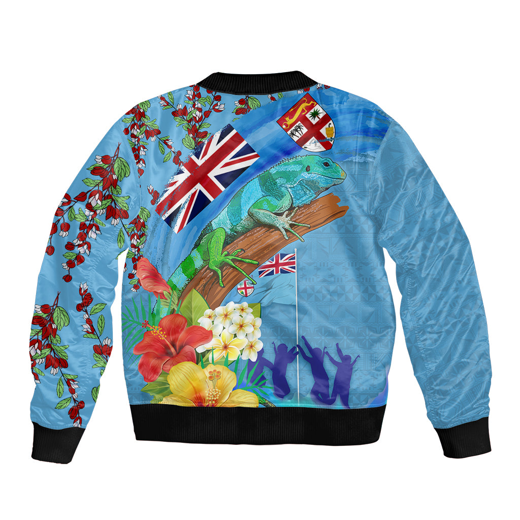 Fiji Day Bomber Jacket Tagimoucia Flower and Melanesia Pattern LT03 - Polynesian Pride