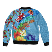Fiji Day Bomber Jacket Tagimoucia Flower and Melanesia Pattern LT03 - Polynesian Pride