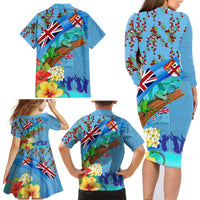 Fiji Day Family Matching Long Sleeve Bodycon Dress and Hawaiian Shirt Tagimoucia Flower and Melanesia Pattern LT03 - Polynesian Pride