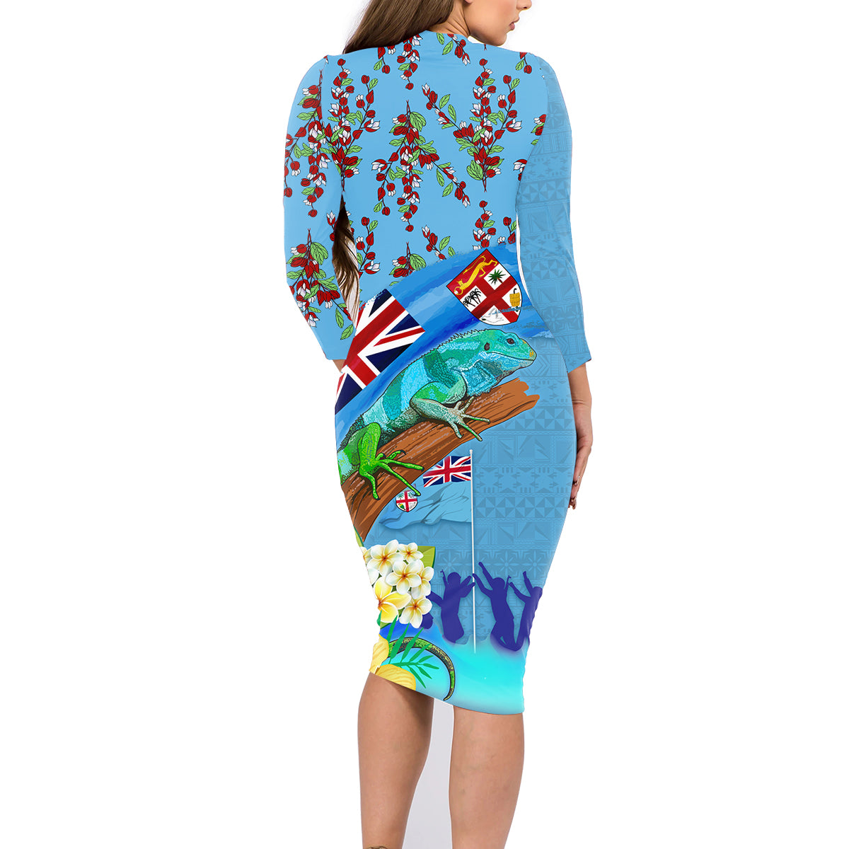 Fiji Day Family Matching Long Sleeve Bodycon Dress and Hawaiian Shirt Tagimoucia Flower and Melanesia Pattern LT03 - Polynesian Pride