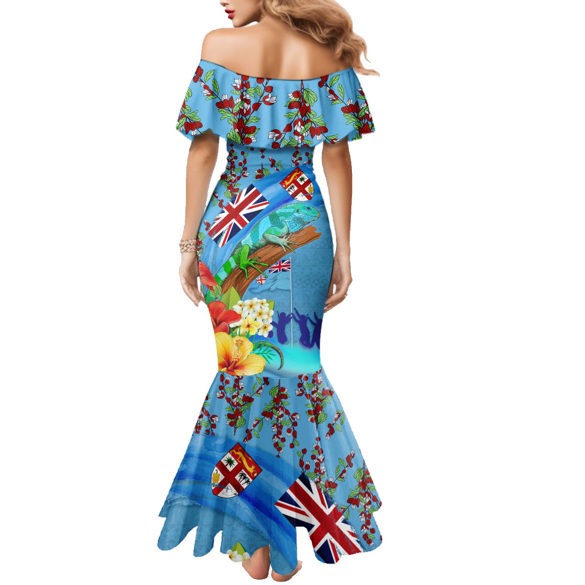 Fiji Day Family Matching Mermaid Dress and Hawaiian Shirt Tagimoucia Flower and Melanesia Pattern LT03 - Polynesian Pride