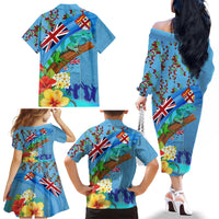 Fiji Day Family Matching Off The Shoulder Long Sleeve Dress and Hawaiian Shirt Tagimoucia Flower and Melanesia Pattern LT03 - Polynesian Pride