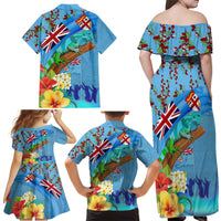 Fiji Day Family Matching Off Shoulder Maxi Dress and Hawaiian Shirt Tagimoucia Flower and Melanesia Pattern LT03 - Polynesian Pride