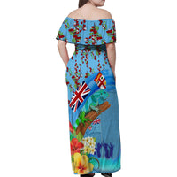 Fiji Day Family Matching Off Shoulder Maxi Dress and Hawaiian Shirt Tagimoucia Flower and Melanesia Pattern LT03 - Polynesian Pride