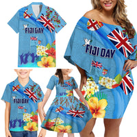 Fiji Day Family Matching Off Shoulder Short Dress and Hawaiian Shirt Tagimoucia Flower and Melanesia Pattern LT03 - Polynesian Pride