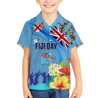 Fiji Day Family Matching Summer Maxi Dress and Hawaiian Shirt Tagimoucia Flower and Melanesia Pattern LT03 Son's Shirt Blue - Polynesian Pride