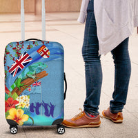 Fiji Day Luggage Cover Tagimoucia Flower and Melanesia Pattern LT03 Blue - Polynesian Pride