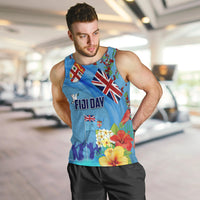 Fiji Day Men Tank Top Tagimoucia Flower and Melanesia Pattern LT03 Blue - Polynesian Pride