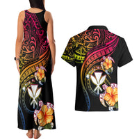 Polynesia Hawaii Turtle Day Couples Matching Tank Maxi Dress and Hawaiian Shirt Hibiscus and Kanaka Maoli LT03 - Polynesian Pride