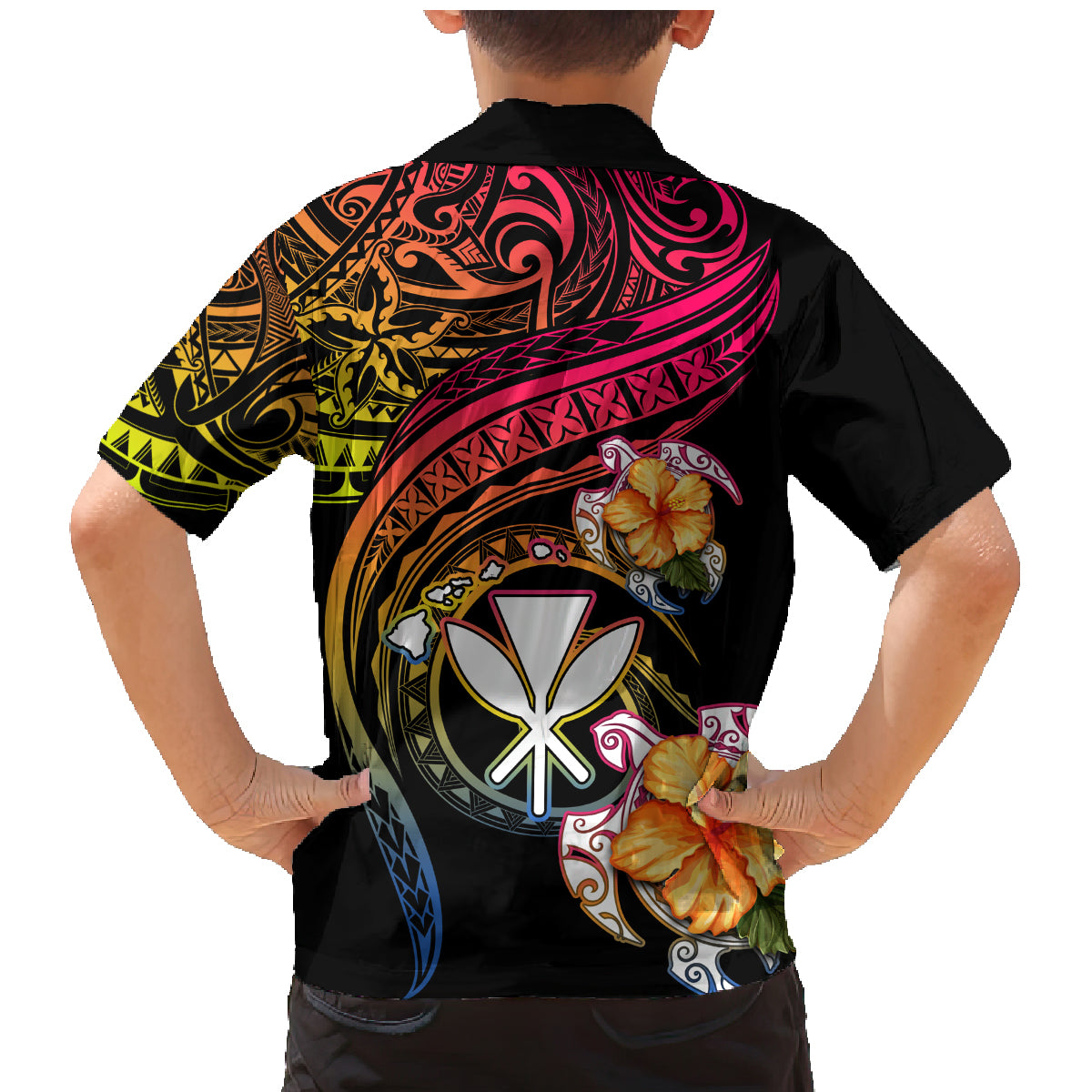 Polynesia Hawaii Turtle Day Family Matching Mermaid Dress and Hawaiian Shirt Hibiscus and Kanaka Maoli LT03 - Polynesian Pride