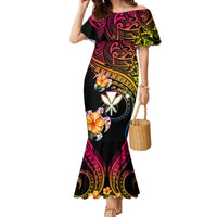 Polynesia Hawaii Turtle Day Family Matching Mermaid Dress and Hawaiian Shirt Hibiscus and Kanaka Maoli LT03 Mom's Dress Black - Polynesian Pride