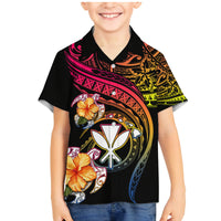 Polynesia Hawaii Turtle Day Family Matching Mermaid Dress and Hawaiian Shirt Hibiscus and Kanaka Maoli LT03 Son's Shirt Black - Polynesian Pride