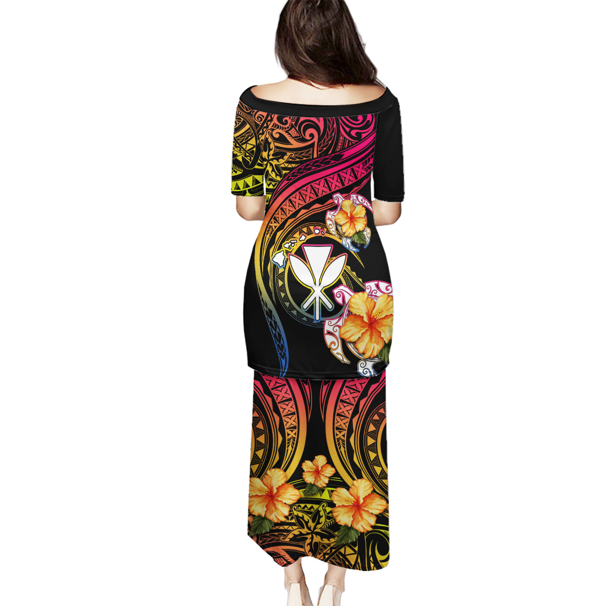 Polynesia Hawaii Turtle Day Family Matching Puletasi and Hawaiian Shirt Hibiscus and Kanaka Maoli LT03 - Polynesian Pride