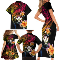 Polynesia Hawaii Turtle Day Family Matching Short Sleeve Bodycon Dress and Hawaiian Shirt Hibiscus and Kanaka Maoli LT03 - Polynesian Pride