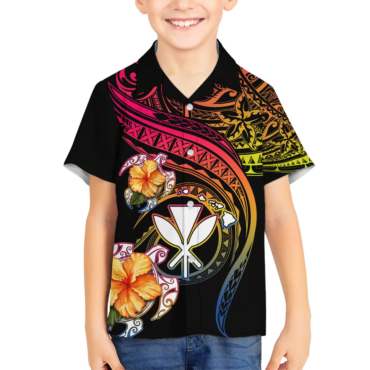 Polynesia Hawaii Turtle Day Hawaiian Shirt Hibiscus and Kanaka Maoli