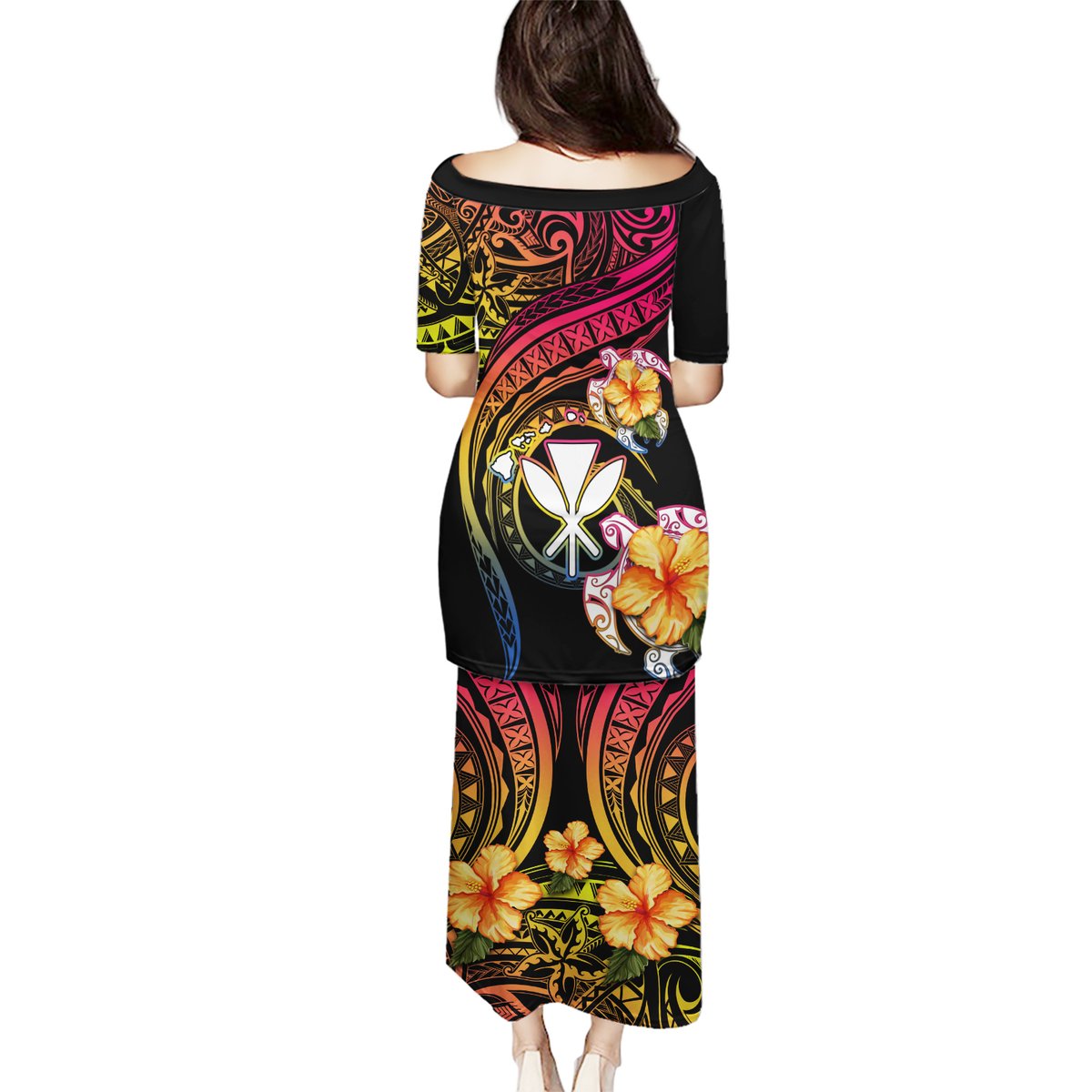 Polynesia Hawaii Turtle Day Puletasi Hibiscus and Kanaka Maoli LT03 - Polynesian Pride