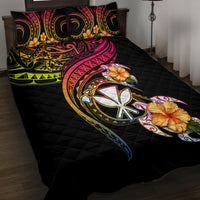Polynesia Hawaii Turtle Day Quilt Bed Set Hibiscus and Kanaka Maoli LT03 Black - Polynesian Pride