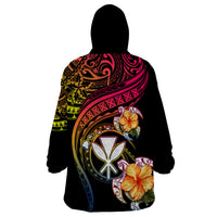Polynesia Hawaii Turtle Day Wearable Blanket Hoodie Hibiscus and Kanaka Maoli LT03 - Polynesian Pride