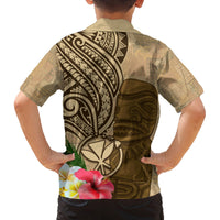 Hawaii Kanaloa Tiki Family Matching Off Shoulder Maxi Dress and Hawaiian Shirt Polynesian Tattoo and Tapa Pattern LT03 - Polynesian Pride