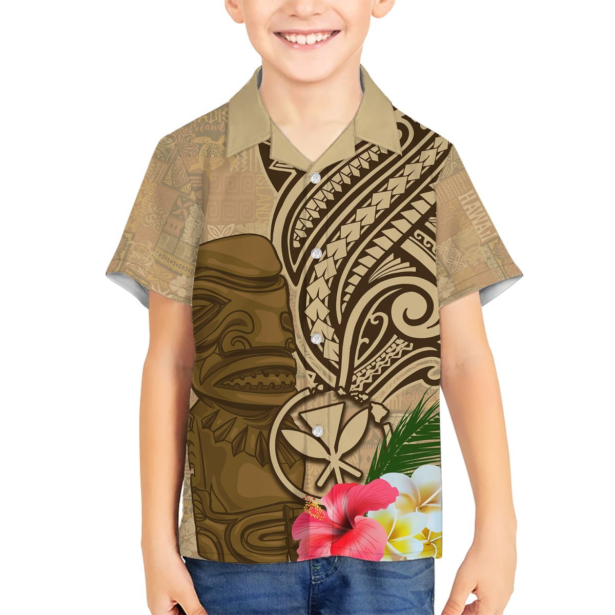 Hawaii Kanaloa Tiki Hawaiian Shirt Polynesian Tattoo and Tapa Pattern LT03 - Polynesian Pride