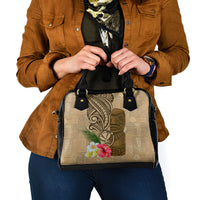 Hawaii Kanaloa Tiki Shoulder Handbag Polynesian Tattoo and Tapa Pattern