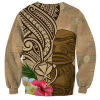 Hawaii Kanaloa Tiki Sweatshirt Polynesian Tattoo and Tapa Pattern