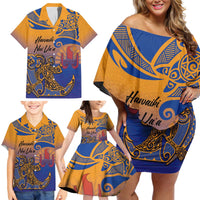 Hawaiki Nui Va'a Solo French Polynesia Family Matching Off Shoulder Short Dress and Hawaiian Shirt Sunset Color LT03 - Polynesian Pride