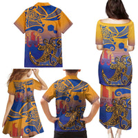 Hawaiki Nui Va'a Solo French Polynesia Family Matching Puletasi and Hawaiian Shirt Sunset Color LT03 - Polynesian Pride