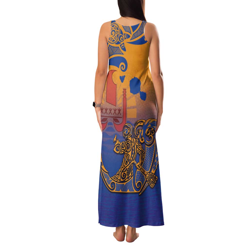 Hawaiki Nui Va'a Solo French Polynesia Family Matching Tank Maxi Dress and Hawaiian Shirt Sunset Color LT03 - Polynesian Pride