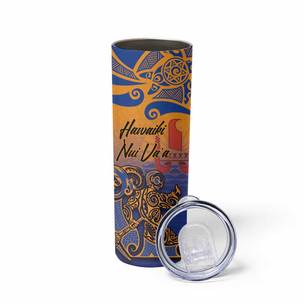 Hawaiki Nui Va'a Solo French Polynesia Skinny Tumbler Sunset Color LT03 - Polynesian Pride