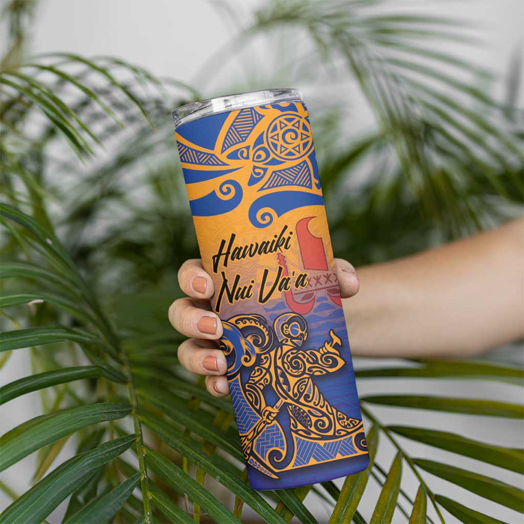 Hawaiki Nui Va'a Solo French Polynesia Skinny Tumbler Sunset Color LT03 - Polynesian Pride