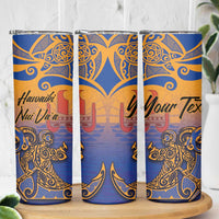 Hawaiki Nui Va'a Solo French Polynesia Skinny Tumbler Sunset Color LT03 - Polynesian Pride