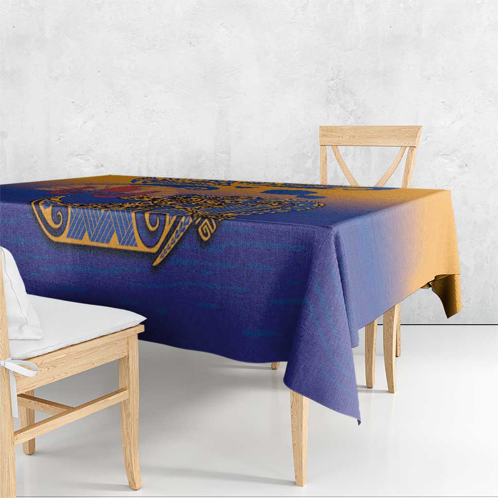 Hawaiki Nui Va'a Solo French Polynesia Tablecloth Sunset Color