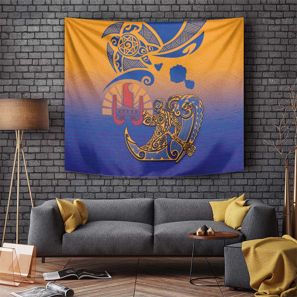 Hawaiki Nui Va'a Solo French Polynesia Tapestry Sunset Color LT03 - Polynesian Pride