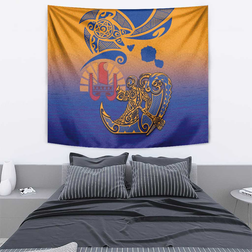 Hawaiki Nui Va'a Solo French Polynesia Tapestry Sunset Color LT03 - Polynesian Pride