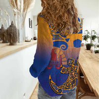 Hawaiki Nui Va'a Solo French Polynesia Women Casual Shirt Sunset Color LT03 - Polynesian Pride