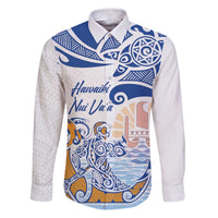 Hawaiki Nui Va'a Solo French Polynesia Family Matching Puletasi and Hawaiian Shirt Blue Color LT03 Dad's Shirt - Long Sleeve Blue - Polynesian Pride