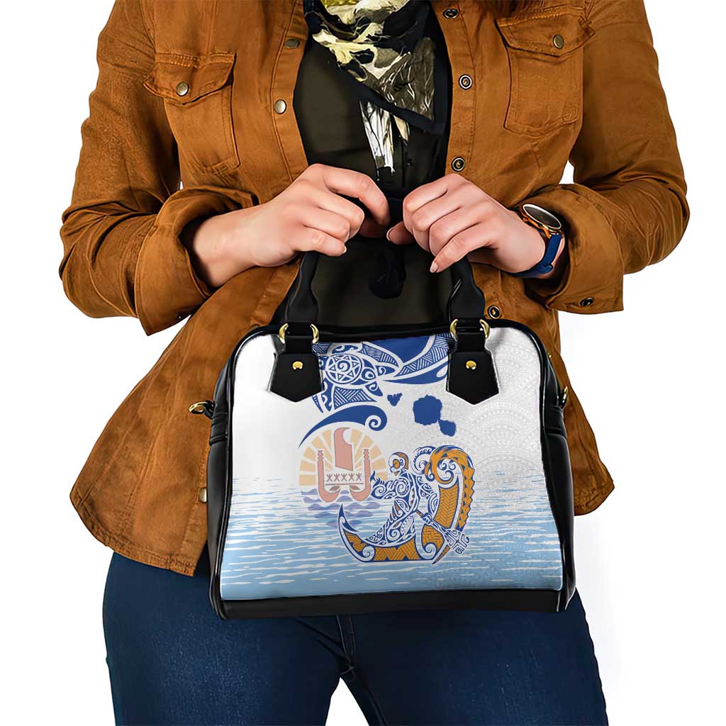 Hawaiki Nui Va'a Solo French Polynesia Shoulder Handbag Blue Color