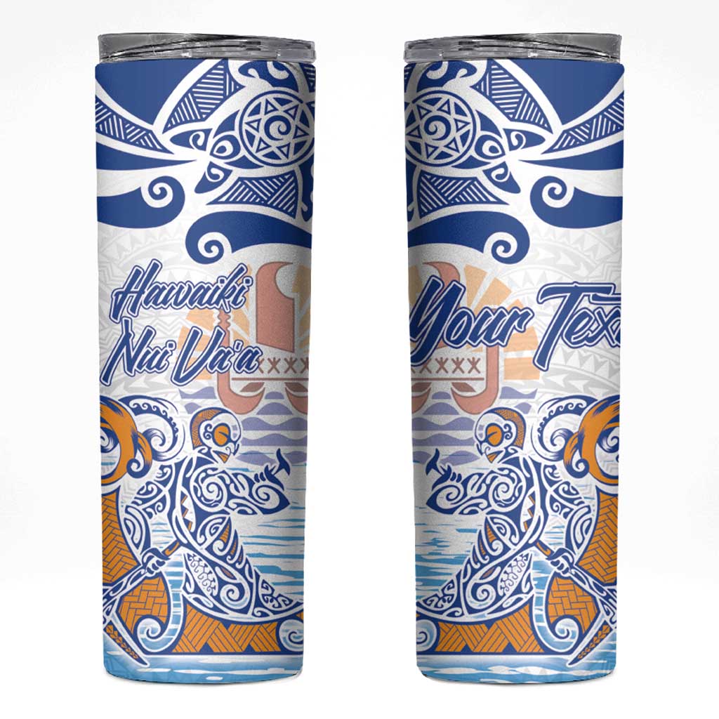 Hawaiki Nui Va'a Solo French Polynesia Skinny Tumbler Blue Color LT03 Blue - Polynesian Pride