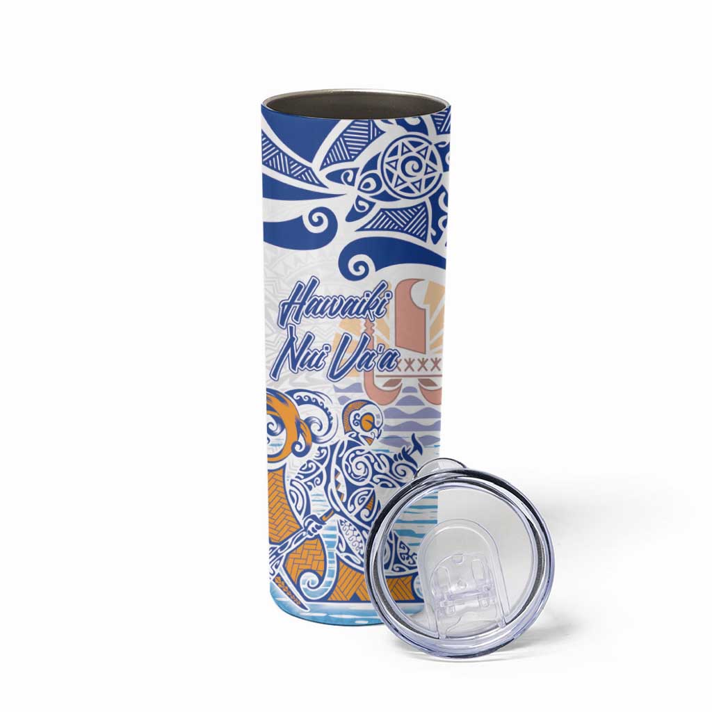 Hawaiki Nui Va'a Solo French Polynesia Skinny Tumbler Blue Color LT03 - Polynesian Pride