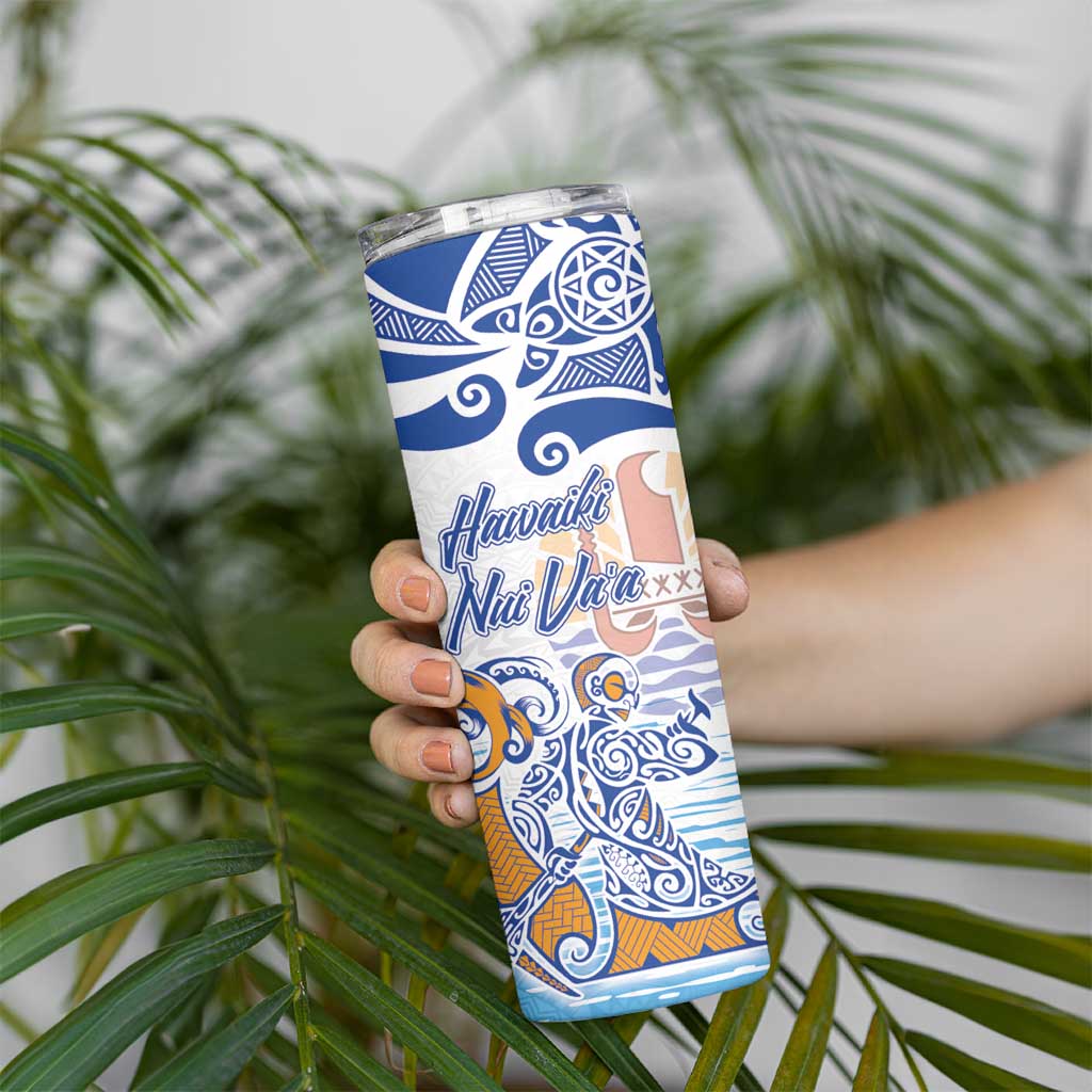 Hawaiki Nui Va'a Solo French Polynesia Skinny Tumbler Blue Color LT03 - Polynesian Pride