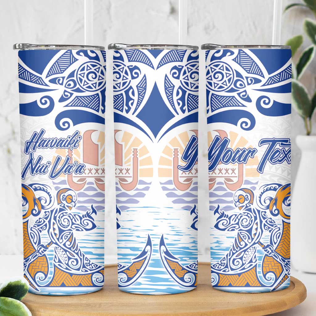 Hawaiki Nui Va'a Solo French Polynesia Skinny Tumbler Blue Color LT03 - Polynesian Pride
