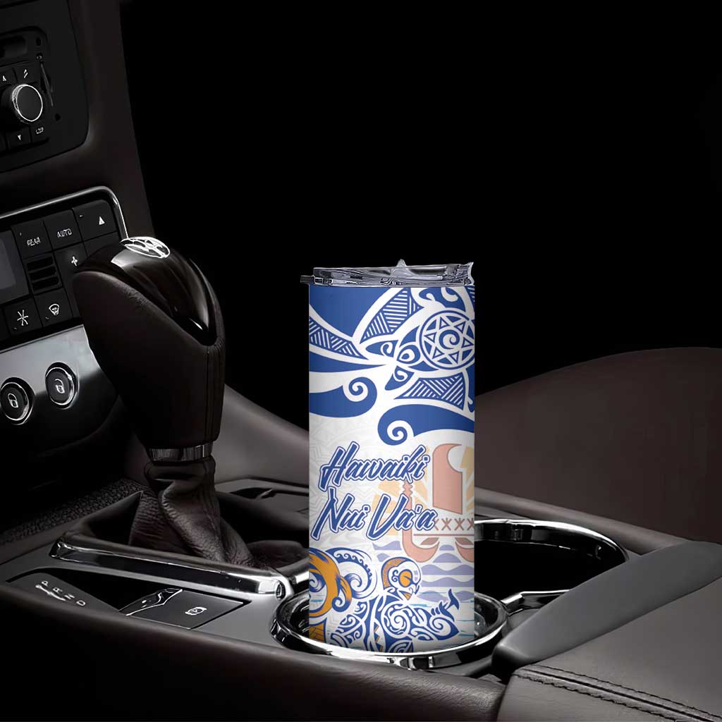 Hawaiki Nui Va'a Solo French Polynesia Skinny Tumbler Blue Color LT03 - Polynesian Pride