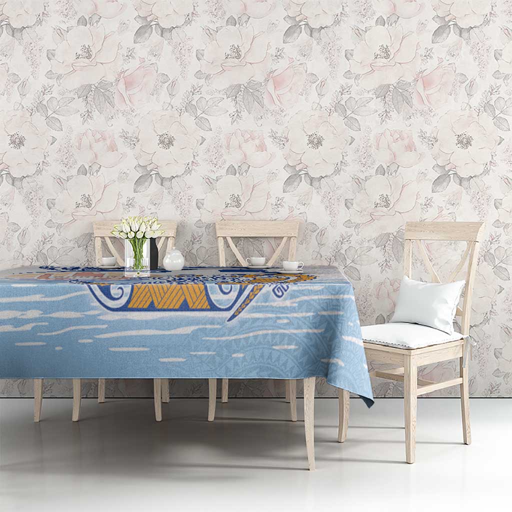 Hawaiki Nui Va'a Solo French Polynesia Tablecloth Blue Color