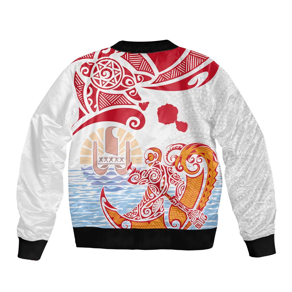 Hawaiki Nui Va'a Solo French Polynesia Bomber Jacket Red Color LT03 - Polynesian Pride