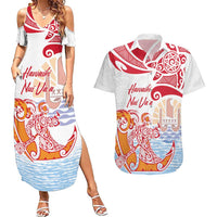 Hawaiki Nui Va'a Solo French Polynesia Couples Matching Summer Maxi Dress and Hawaiian Shirt Red Color LT03 Red - Polynesian Pride